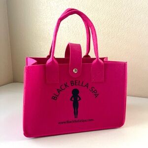 BLACK BELLA SPA Felt Tote Shopping Bag Pink EUC